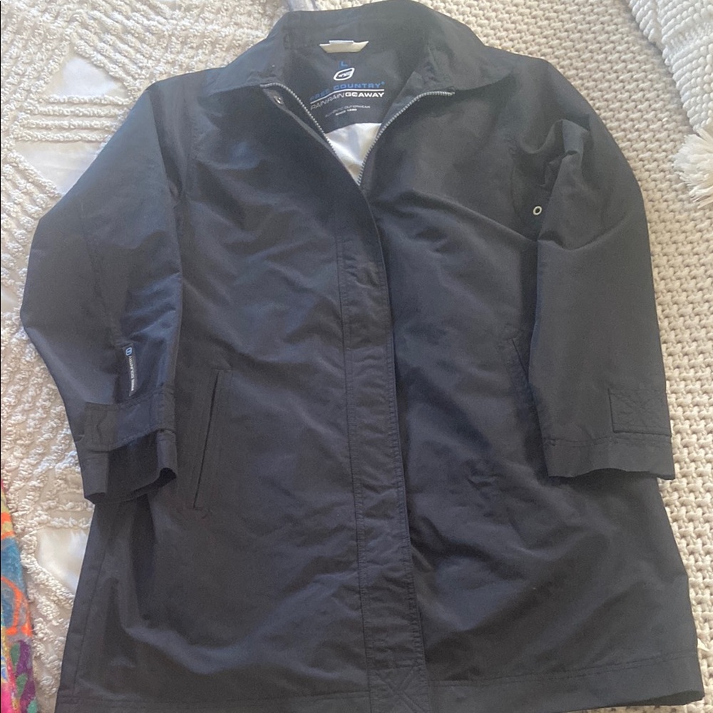 Free Country Black Trench Coat Mid-Length Matte Finish